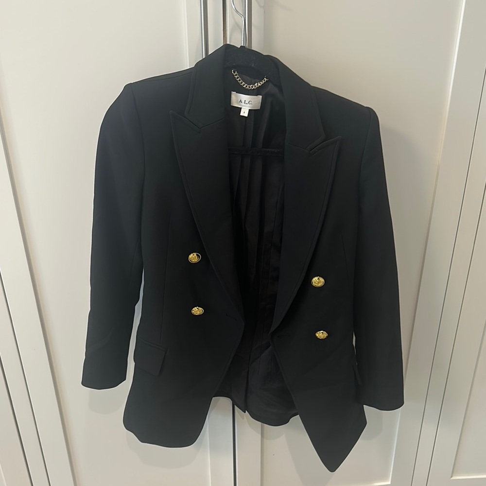 A.L.C. Women's Black Double-Breasted Tailored Blazer